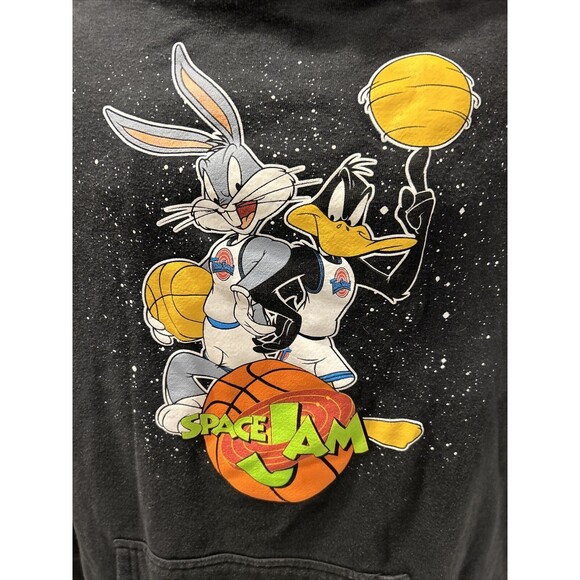 Space Jam Sweater Large Black Movie Retro Graphic Pullover Hoodie - Picture 2 of 4